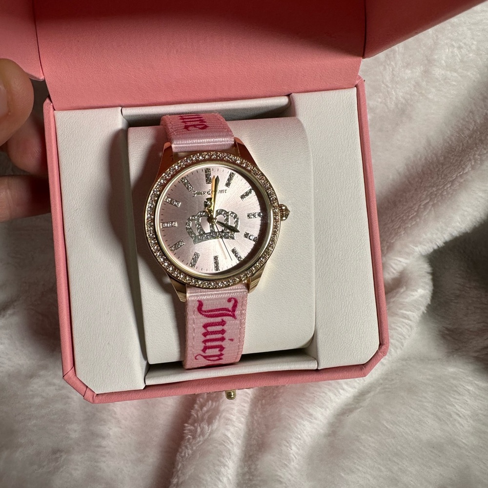 Juicy Couture Pink and Gold Watch with Crystal Details